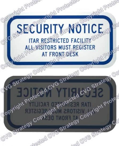 ITAR Sign for Glass