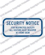 ITAR Sign for Glass Doors and Windows Rear Adhesive